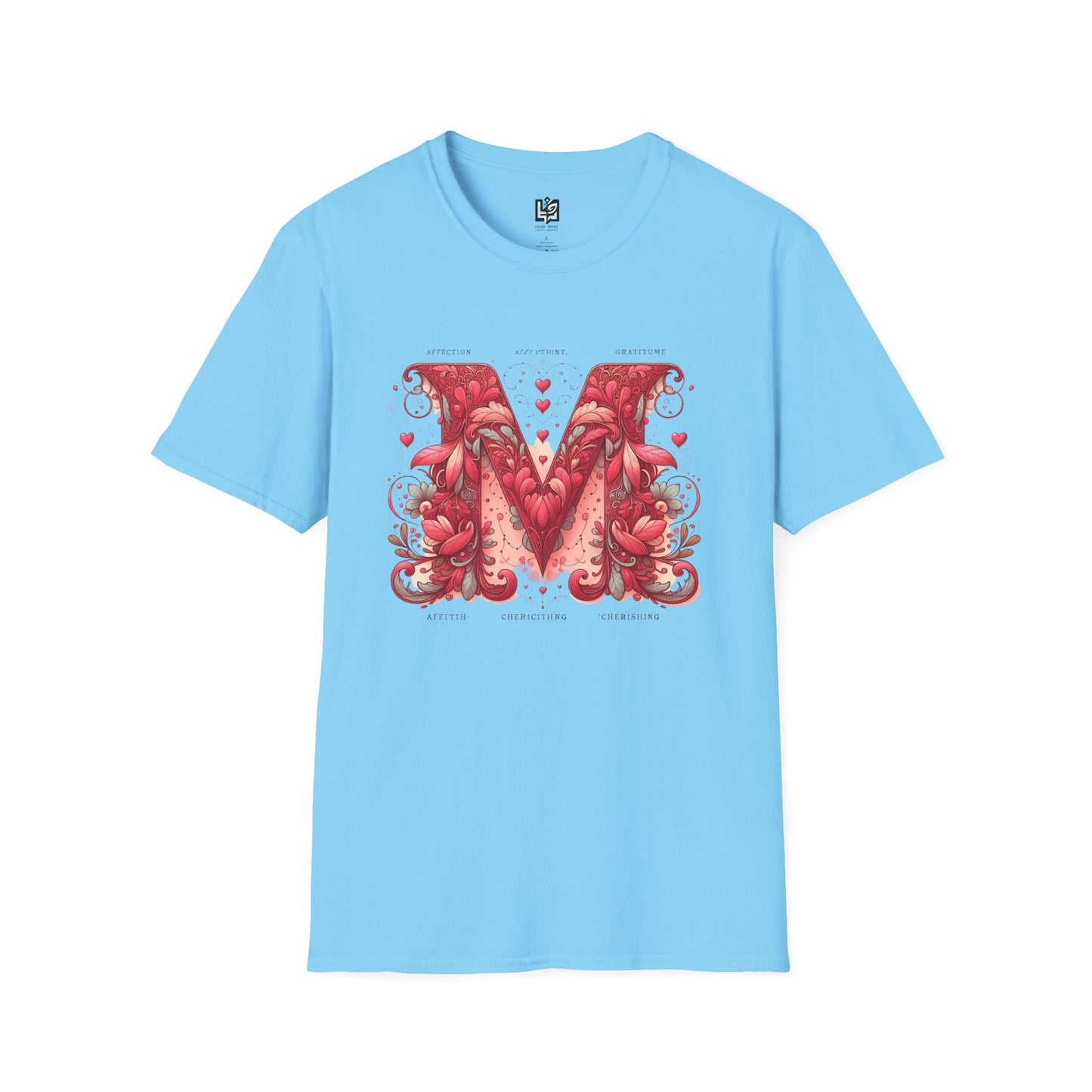 Floral Letter 'M' Unisex Softstyle T-Shirt - Perfect for Celebrations and Self-Expression