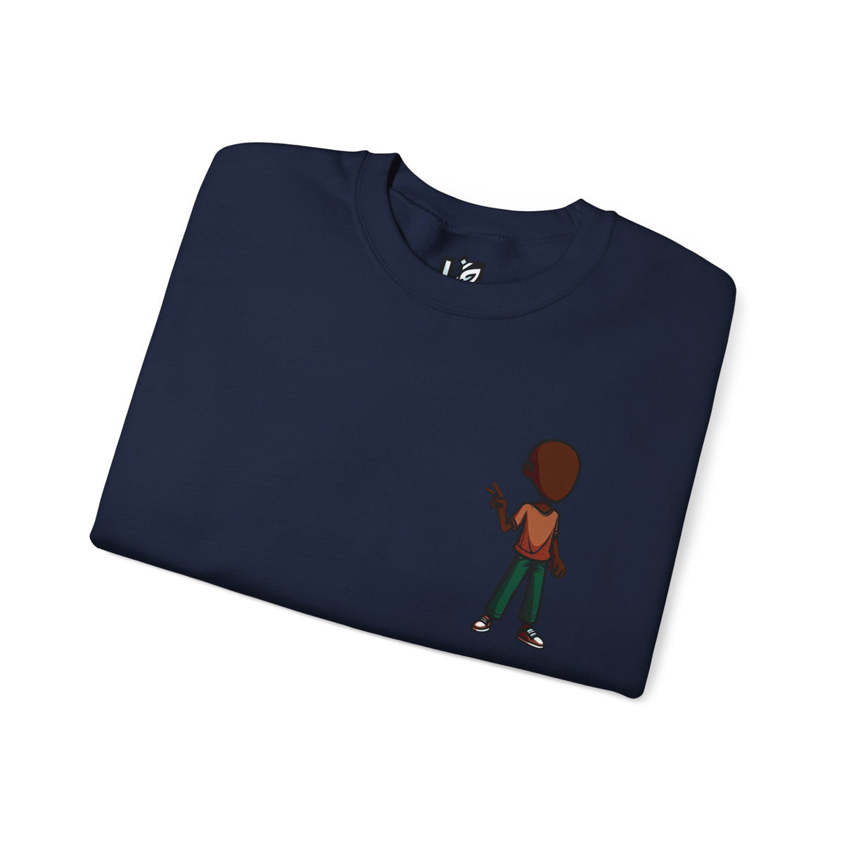 Crewneck Sweatshirt — Minimal Walking Kid Cartoon Chest Print