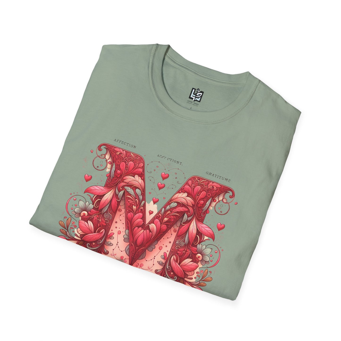 Floral Letter 'M' Unisex Softstyle T-Shirt - Perfect for Celebrations and Self-Expression