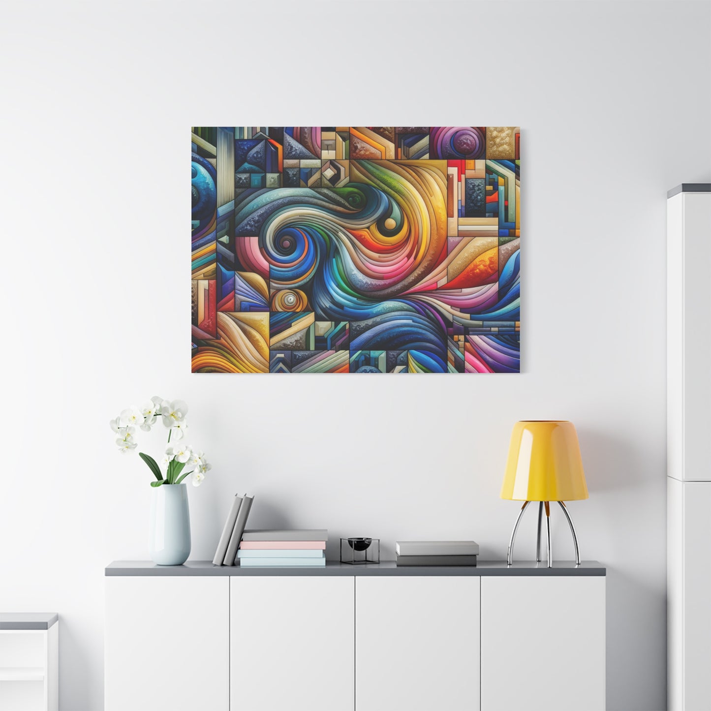 Vibrant Abstract Swirl Matte Canvas Art - Colorful Home Decor
