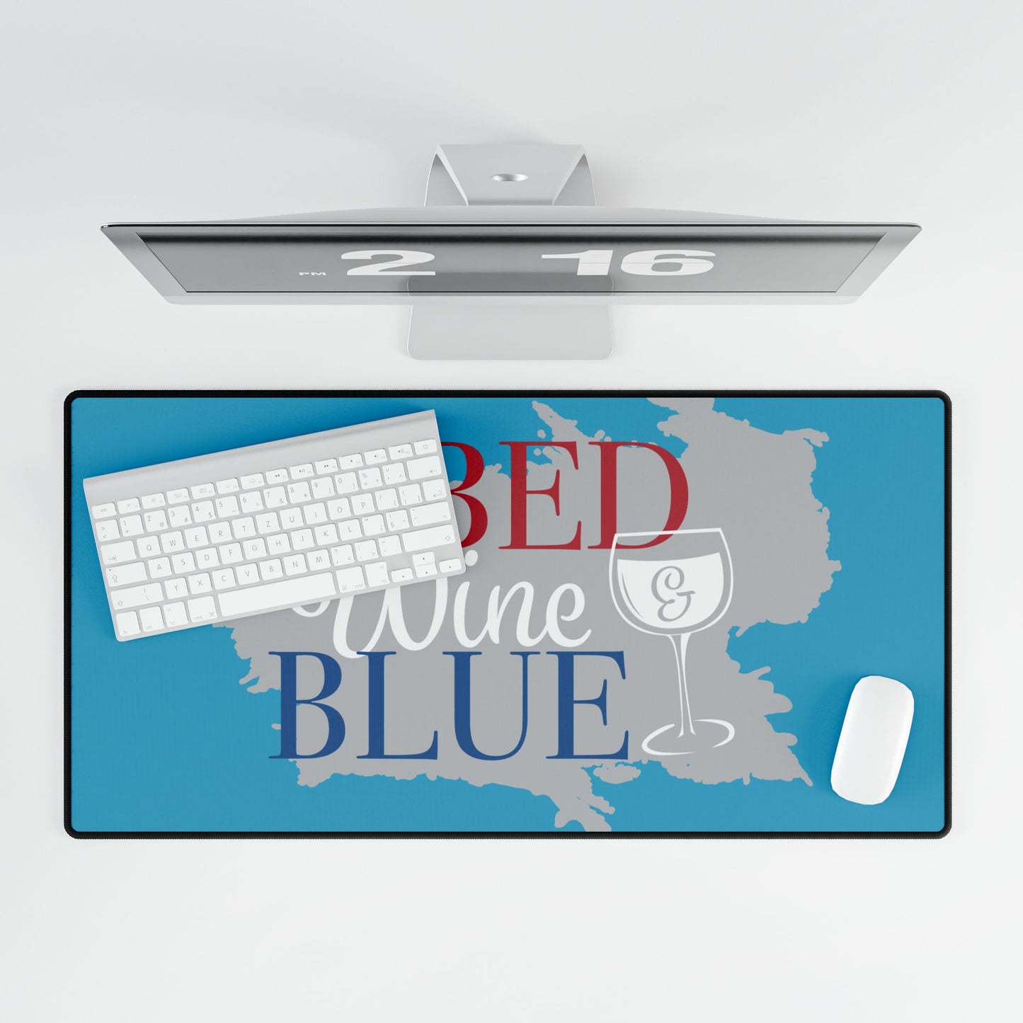 Custom Wine & Blue Desk Mat for Home and Office