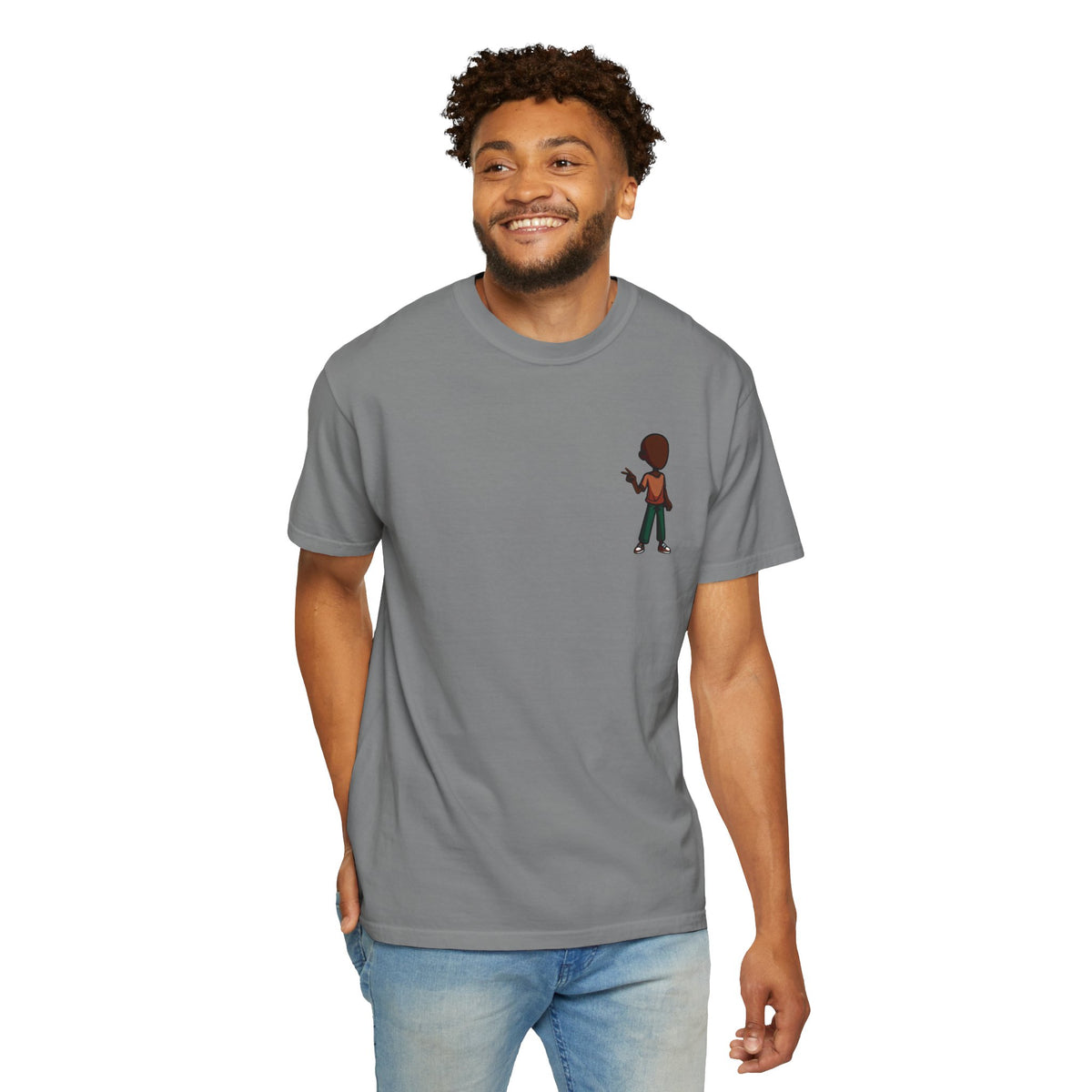 Minimalist Little Boy Graphic T-Shirt — Small Chest Illustration, Casual Kids/Youth Tee