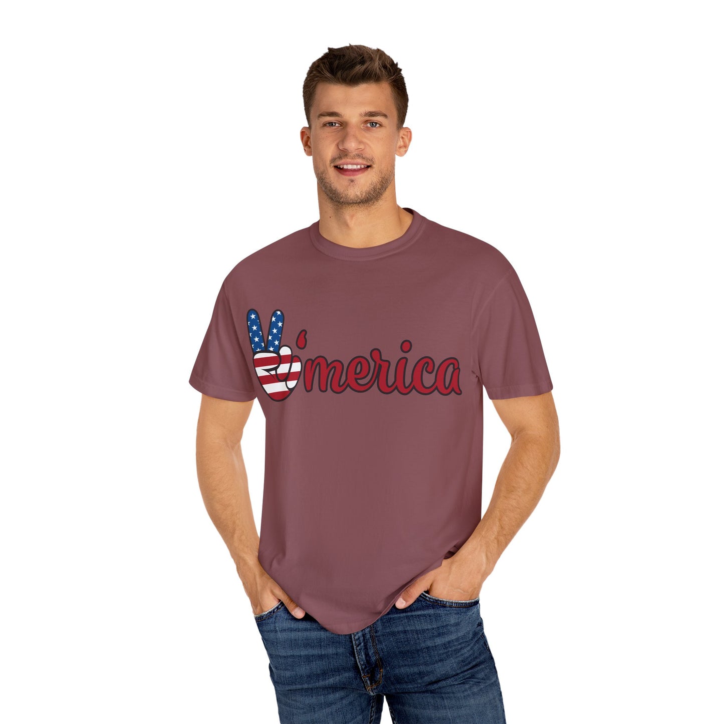 'Peace' Americana Unisex Garment-Dyed T-Shirt - Celebrate Freedom & Unity