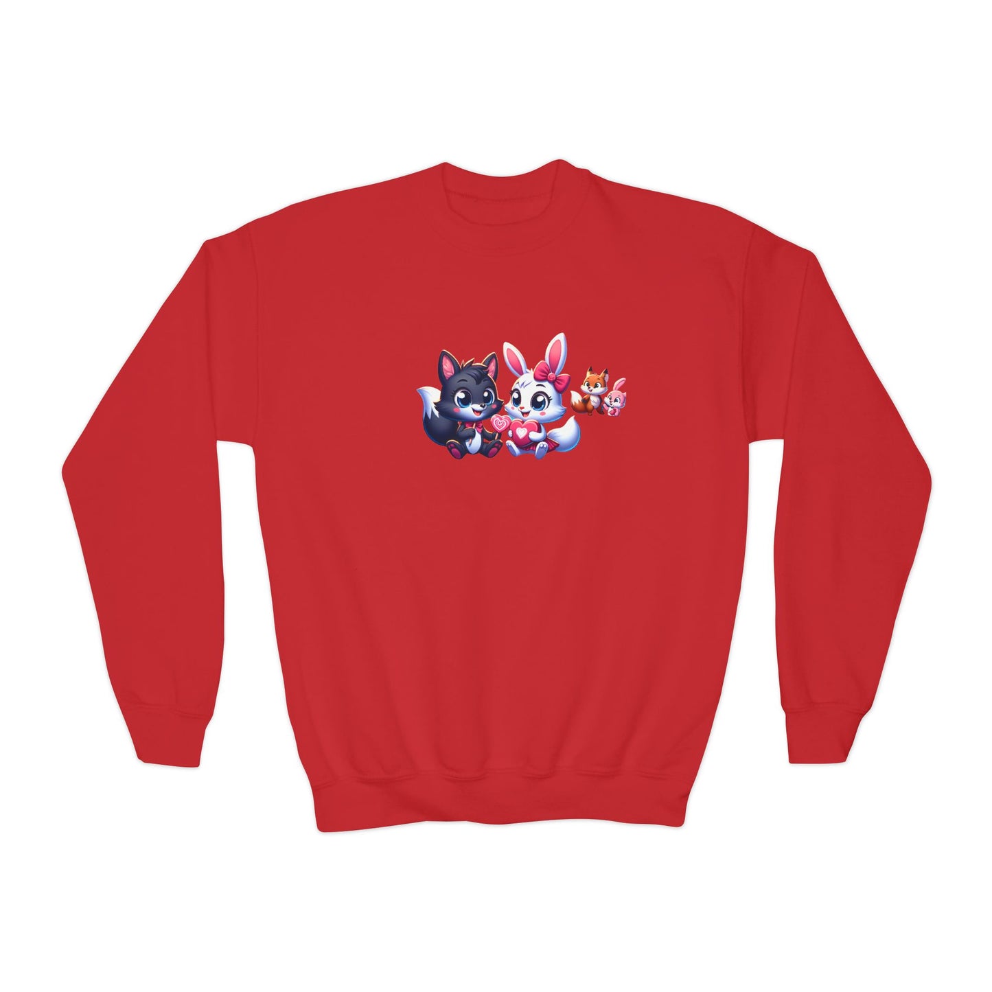Youth Sweatshirt — Cute Cartoon Kawaii Cats & Bunny Graphic