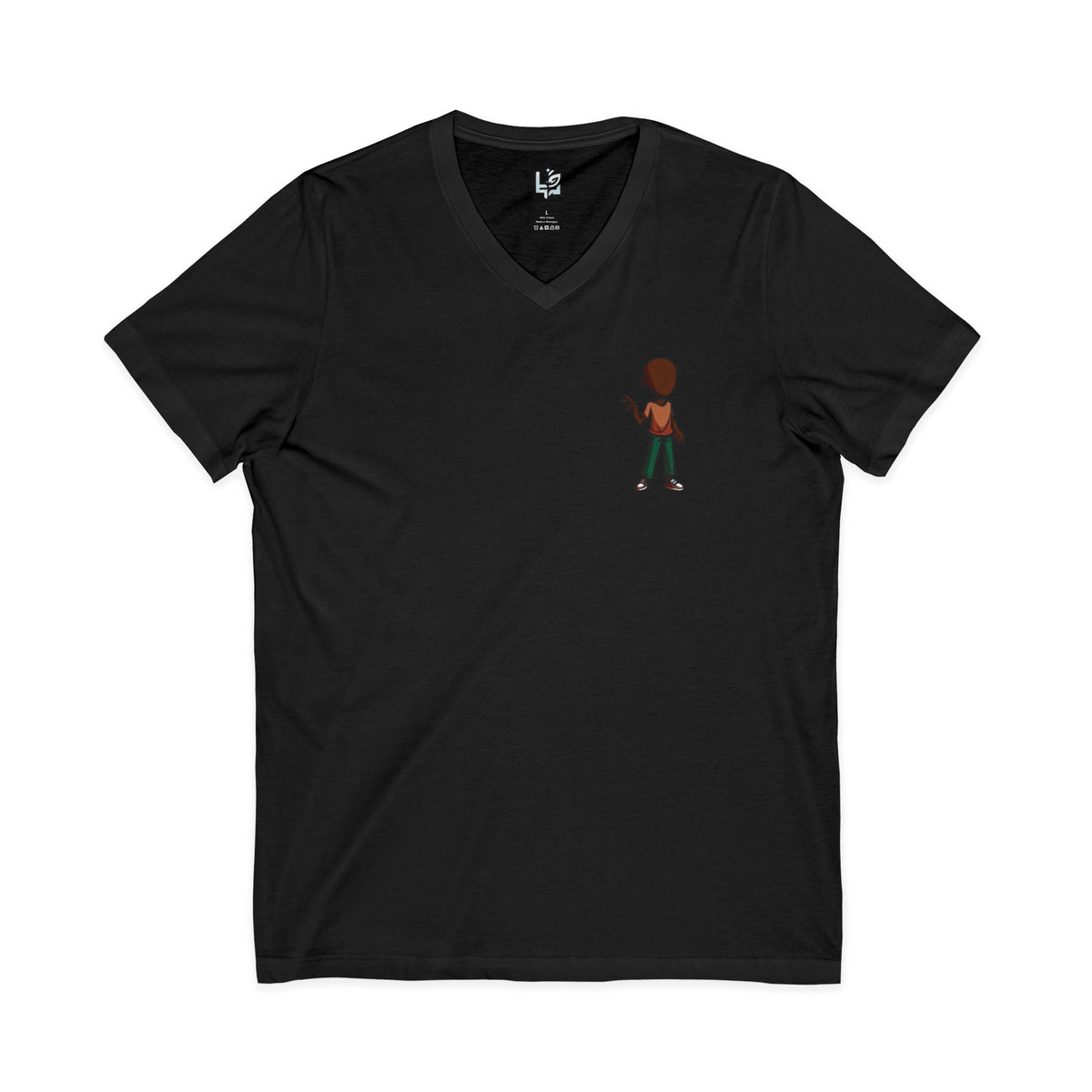 Minimalist Kid with Phone V-Neck Tee