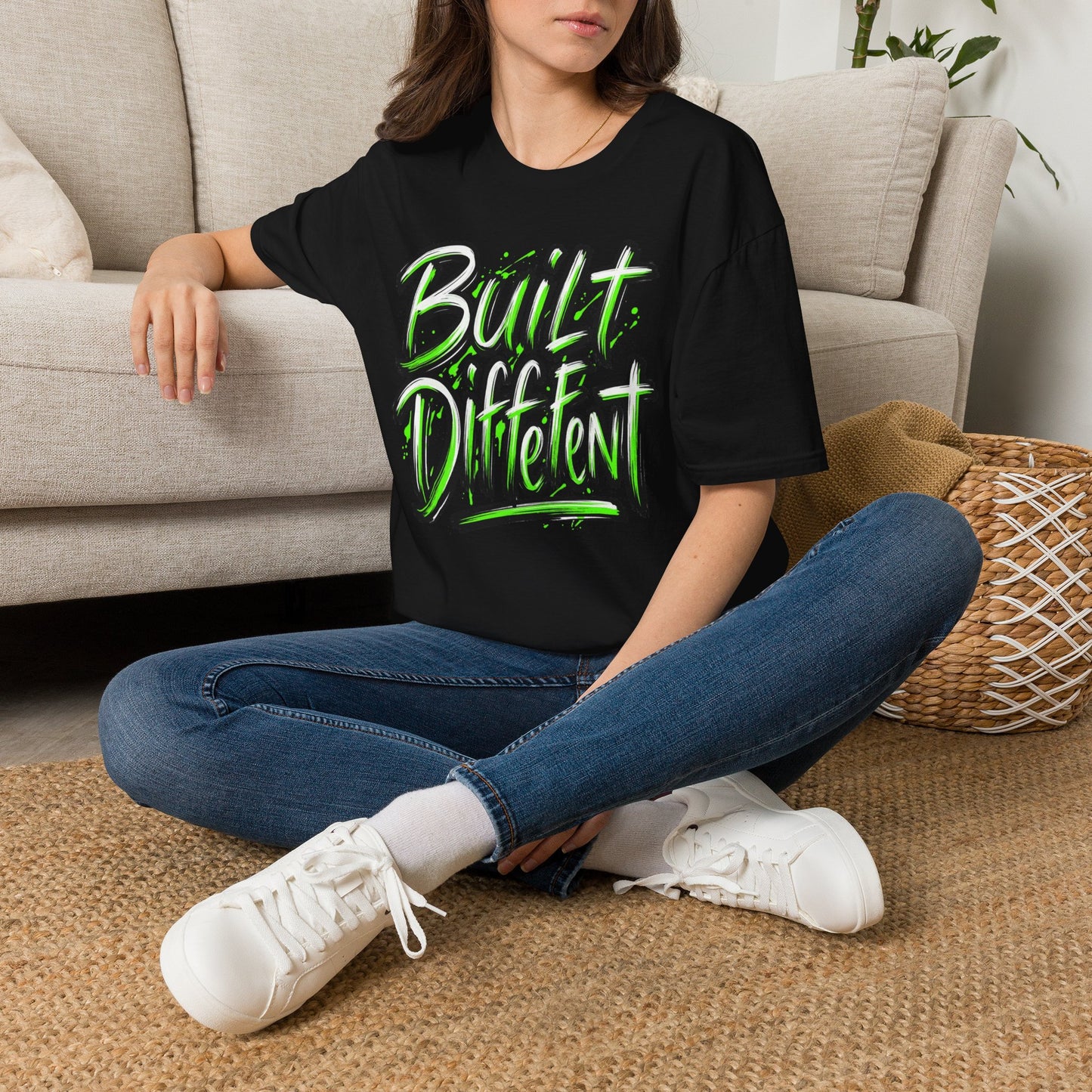Built Different T-Shirt — Bold Neon Graffiti Tee