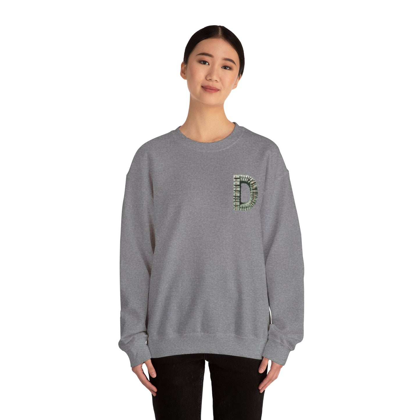 Unisex Crewneck Sweatshirt with 'D' and Dollar Sign Design | Stylish & Cozy Apparel for Casual Days