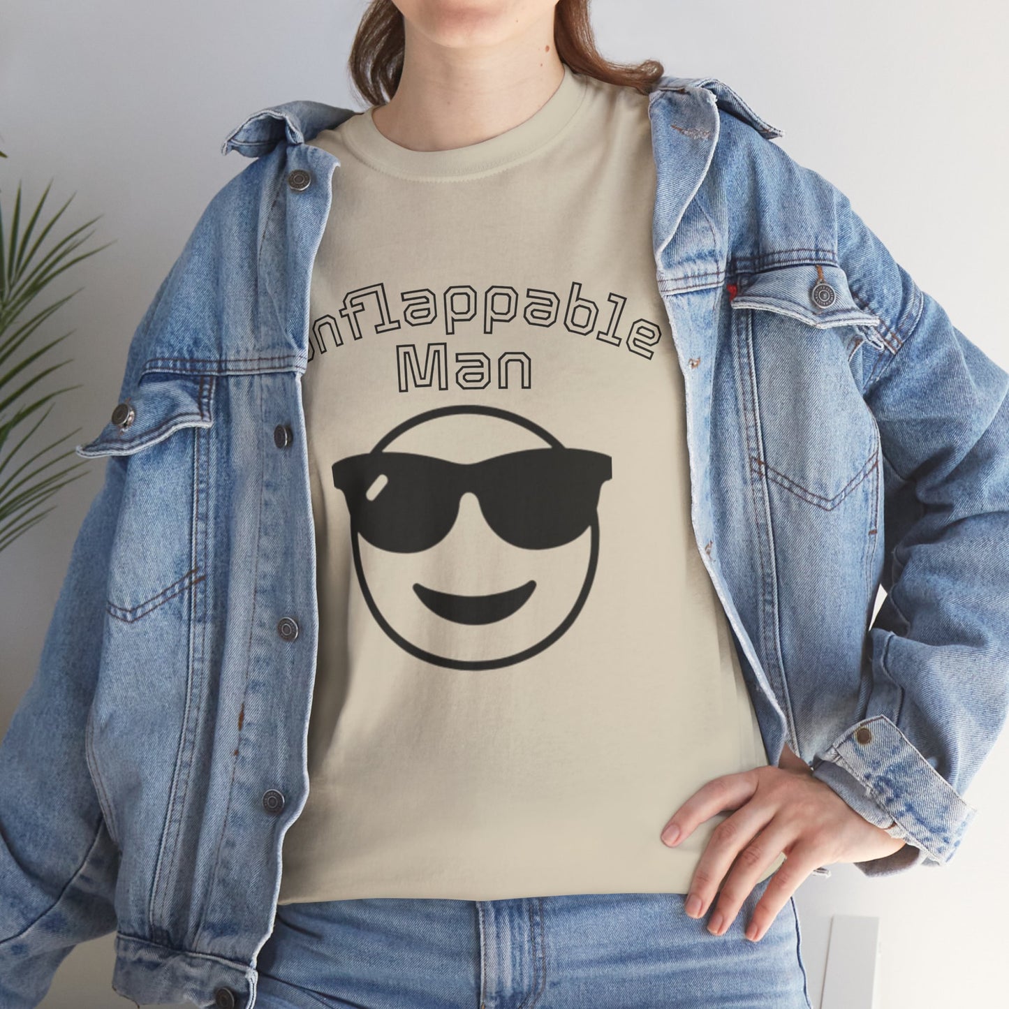 Unflappable Man Unisex Heavy Cotton Tee, Cool Graphic T-Shirt for Men, Perfect Gift for Birthdays, Casual Wear, Outdoor Activities
