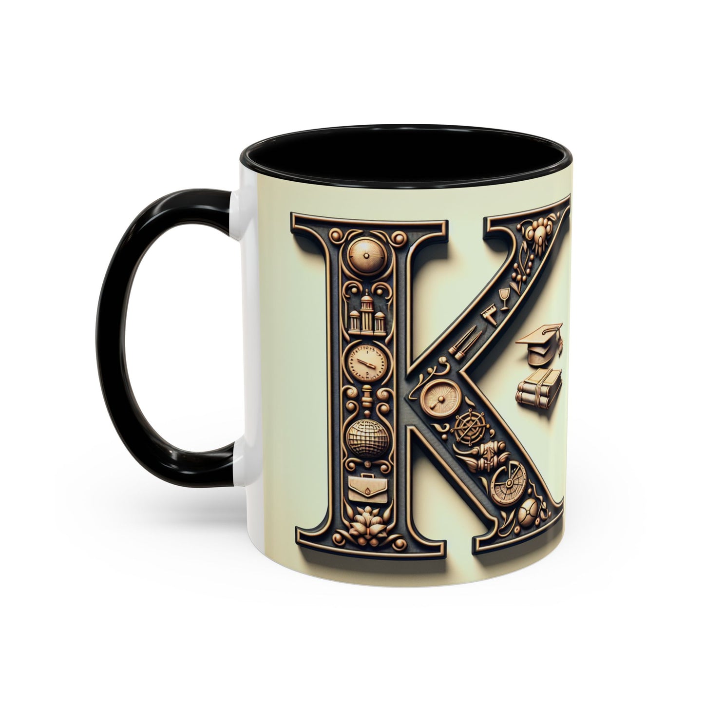 Personalized Initial K Accent Coffee Mug - Perfect Gift for Graduates or Book Lovers