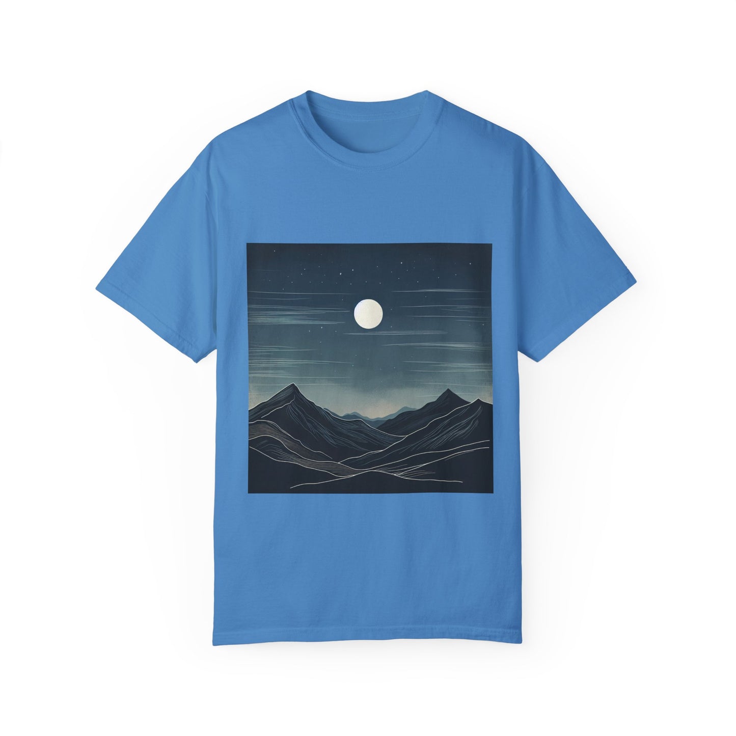 Moonlit Mountains Unisex Garment-Dyed T-shirt | Nature-Inspired Style for Adventurers