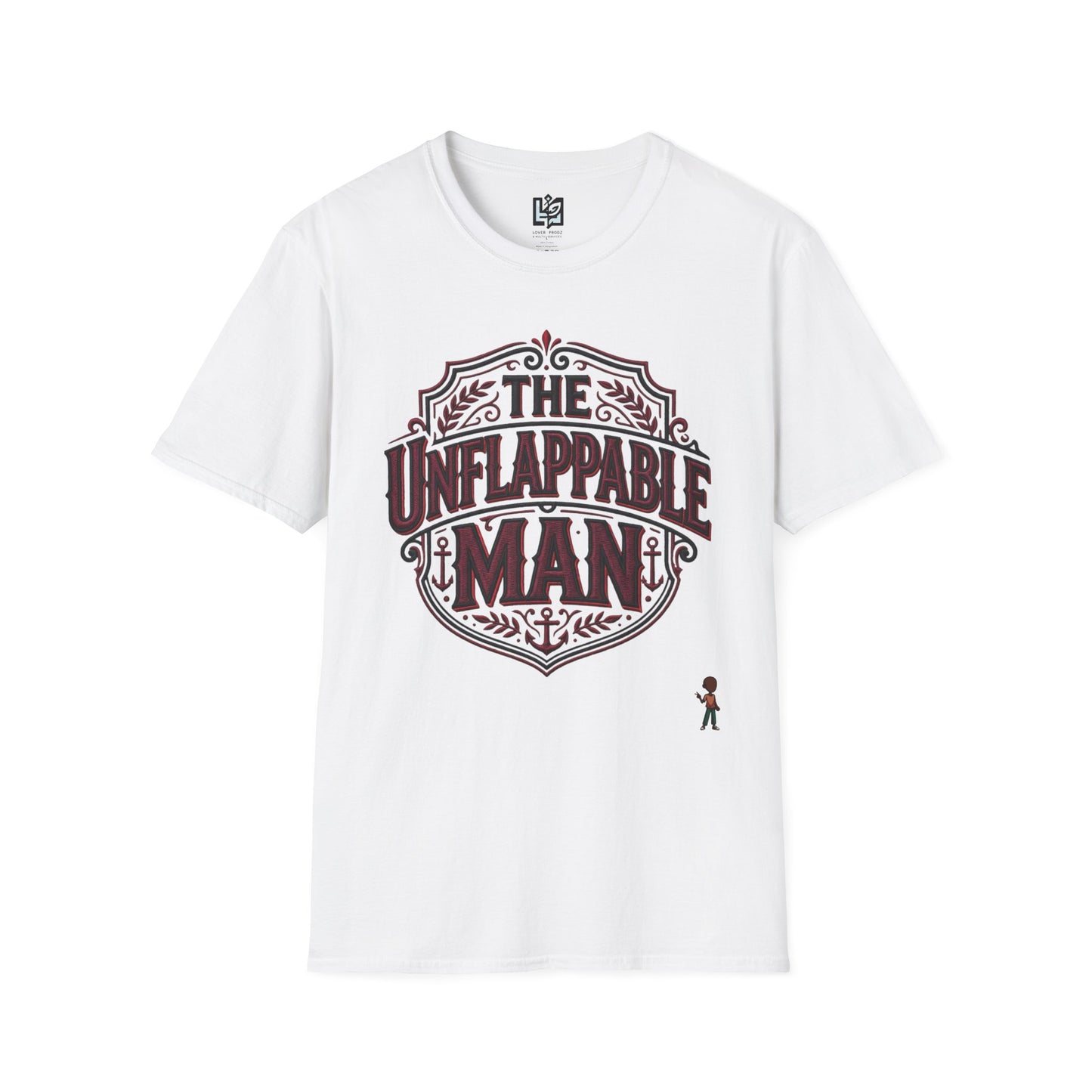The Unflappable Man T-Shirt — Vintage Shield Graphic Tee for Confident Guys