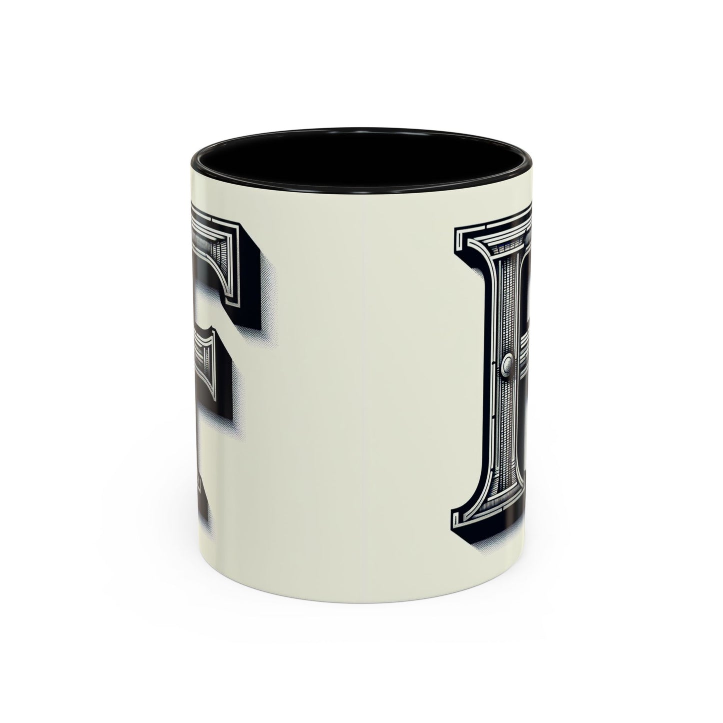 Personalized Initial 'F' Accent Coffee Mug - Stylish Black Handle, Perfect Gift for Coffee Lovers