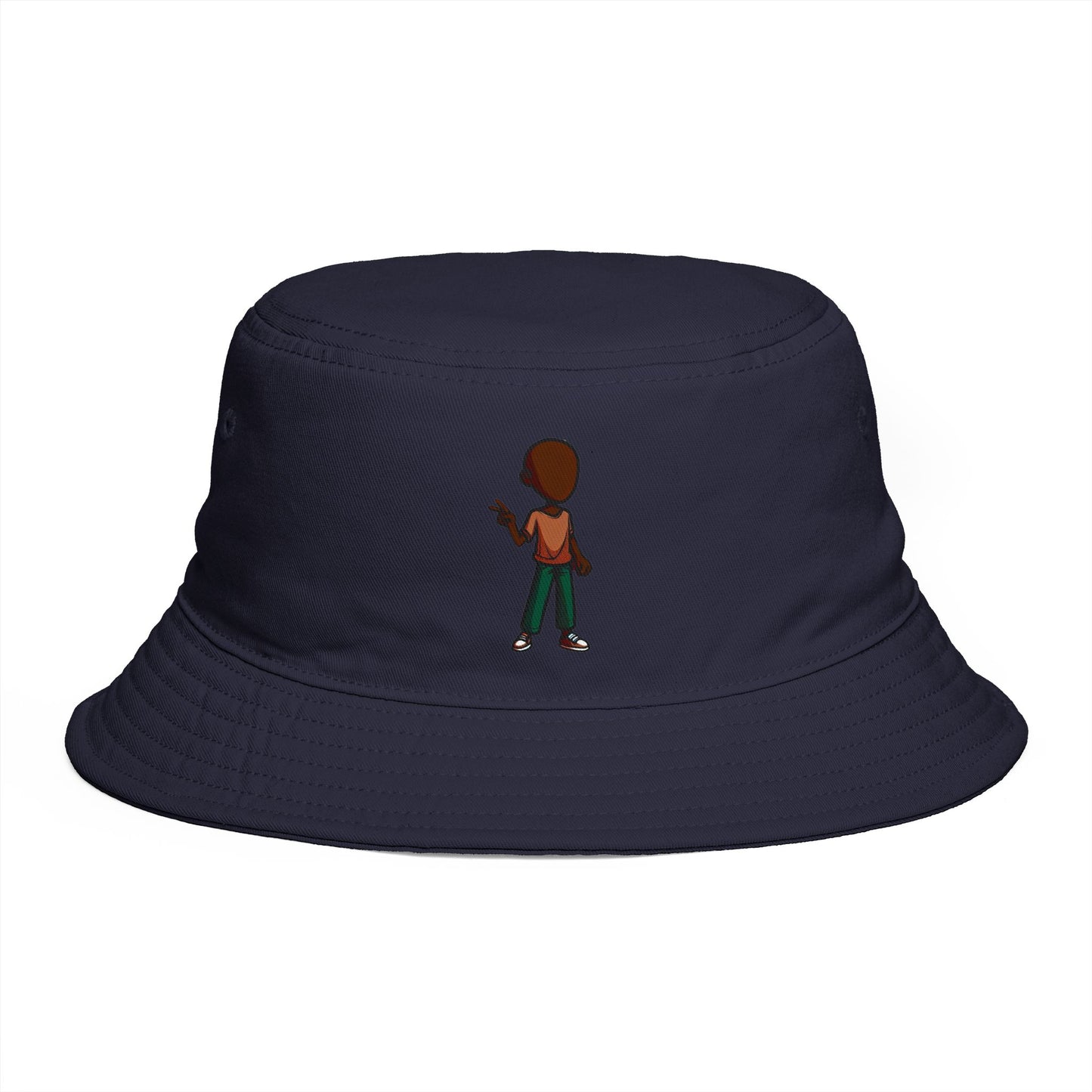 Bucket Hat — Minimal Brown Streetwear Hat with Back-Turn Character Graphic