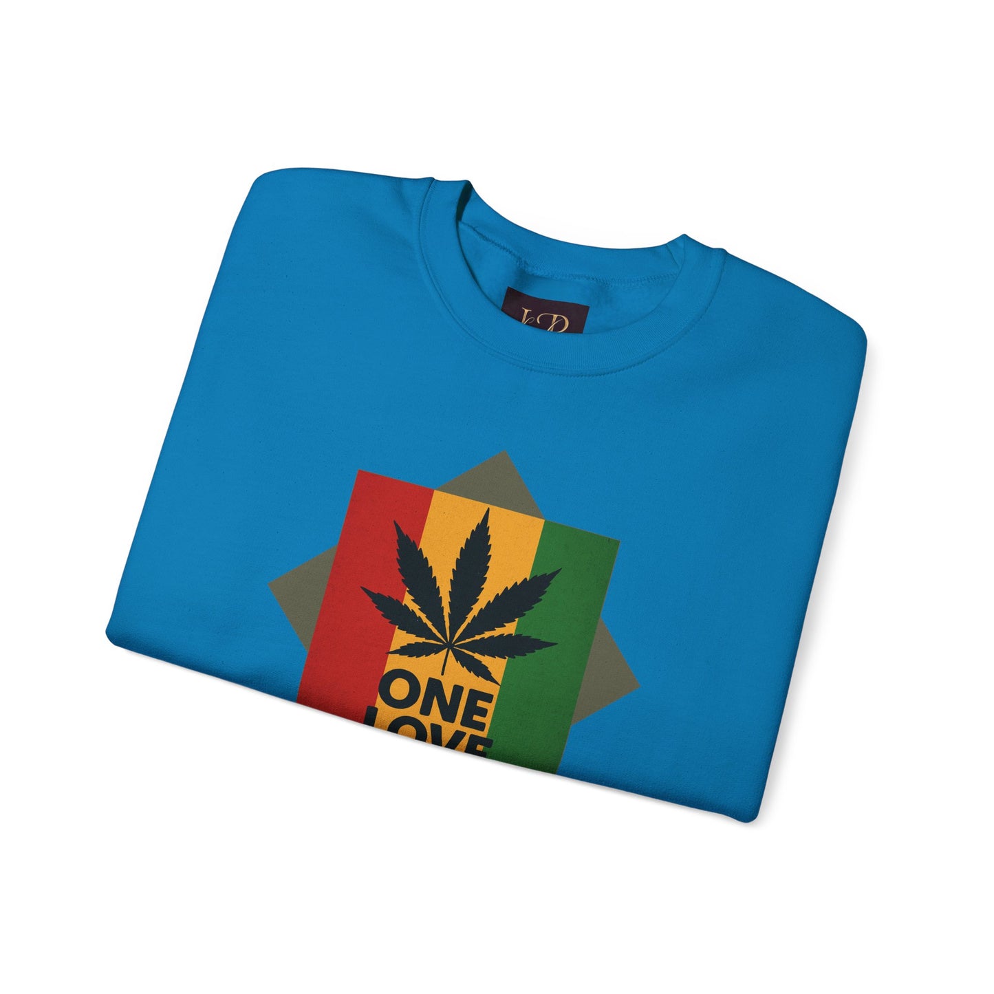 One Love Cannabis Crewneck Sweatshirt | Unisex Pullover | Cozy Streetwear, Gift for Stoners, Rasta Style Sweatshirt, Chill Vibes Apparel
