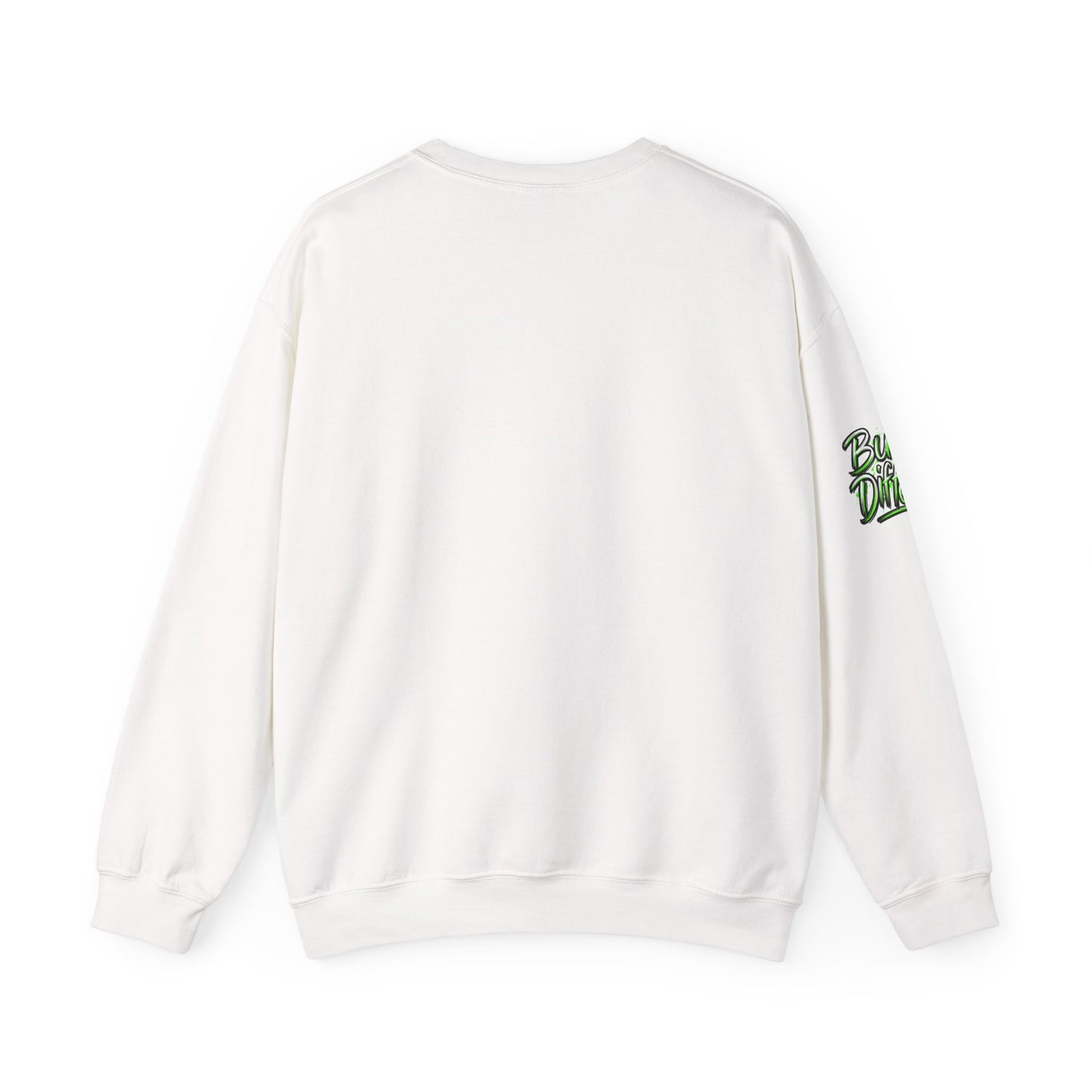 Crewneck Sweatshirt with Cartoon Guitarist & 'Rock On' Sleeve Graphic