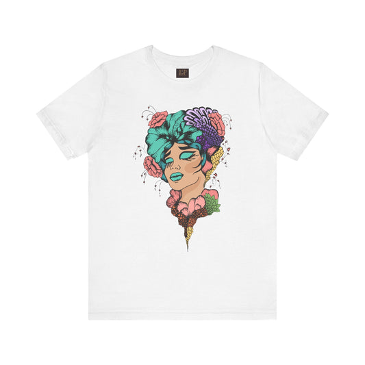 Artistic Floral Unisex Tee with Vibrant Design