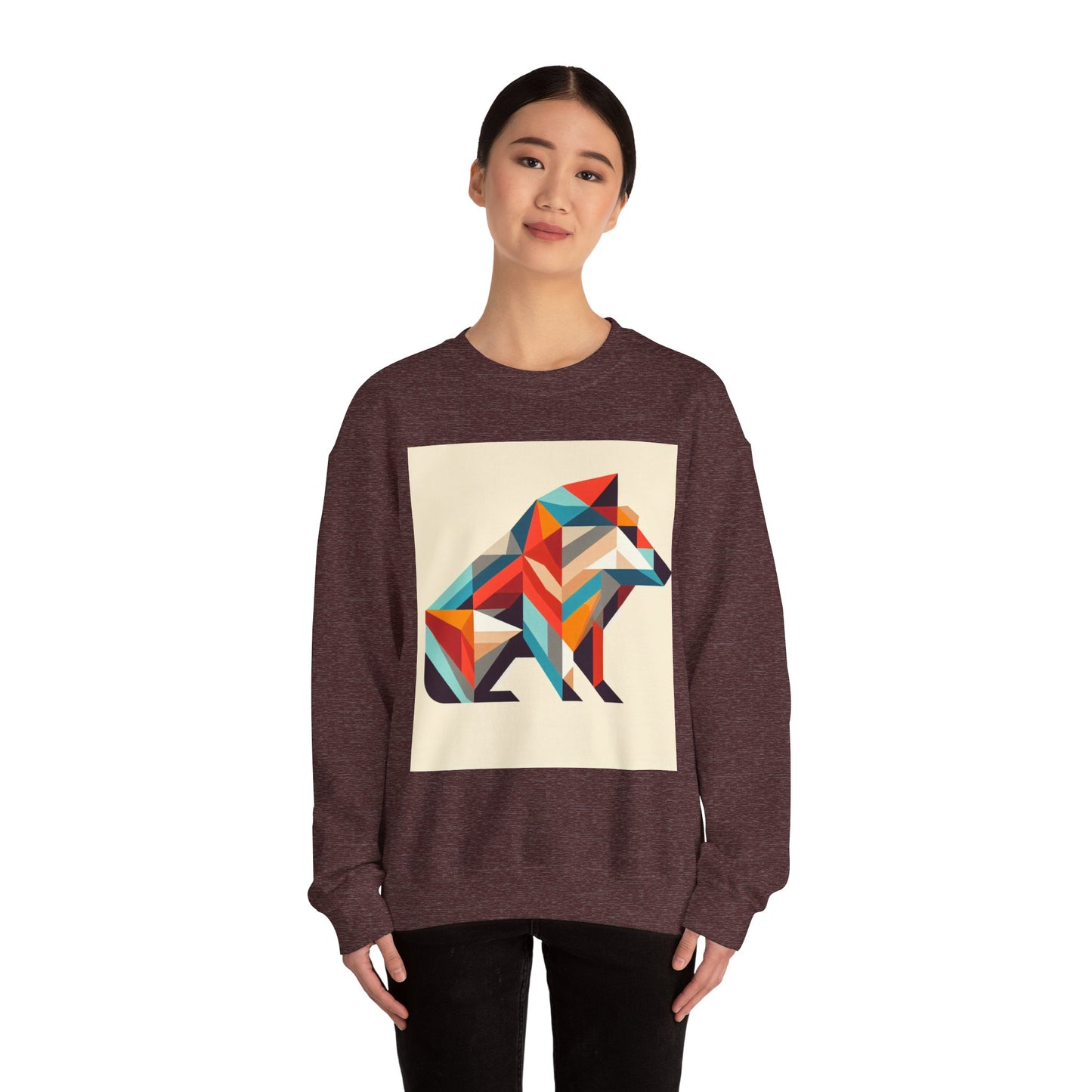 Geometric Wolf Crewneck Sweatshirt - Inspirational Quote Apparel