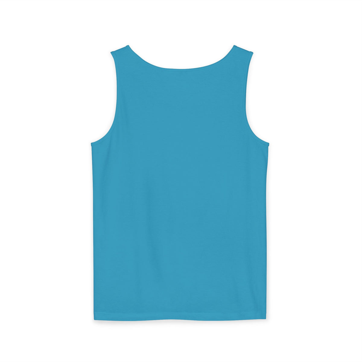 Minimalist Coffee Lover Tank — Small Cartoon Person Holding Mug Graphic Tank Top