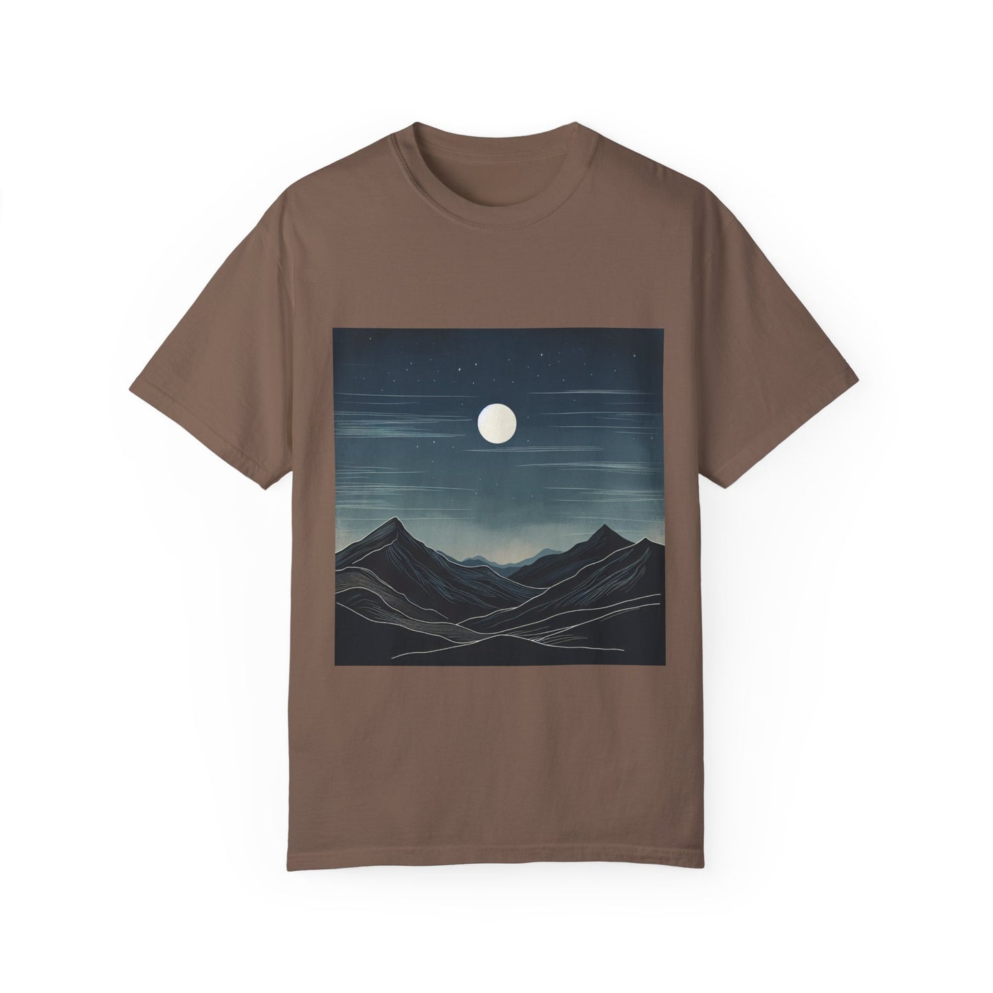 Moonlit Mountains Unisex Garment-Dyed T-shirt | Nature-Inspired Style for Adventurers